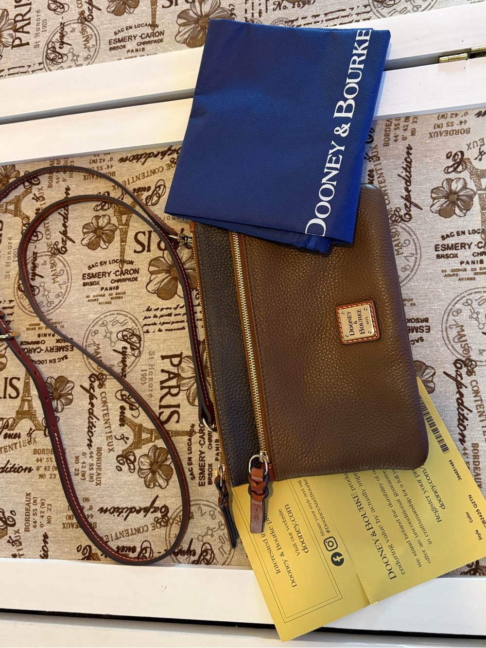 Dooney & Bourke Pebble Leather Brown and Black Crossbody Bag - Picture 10 of 15